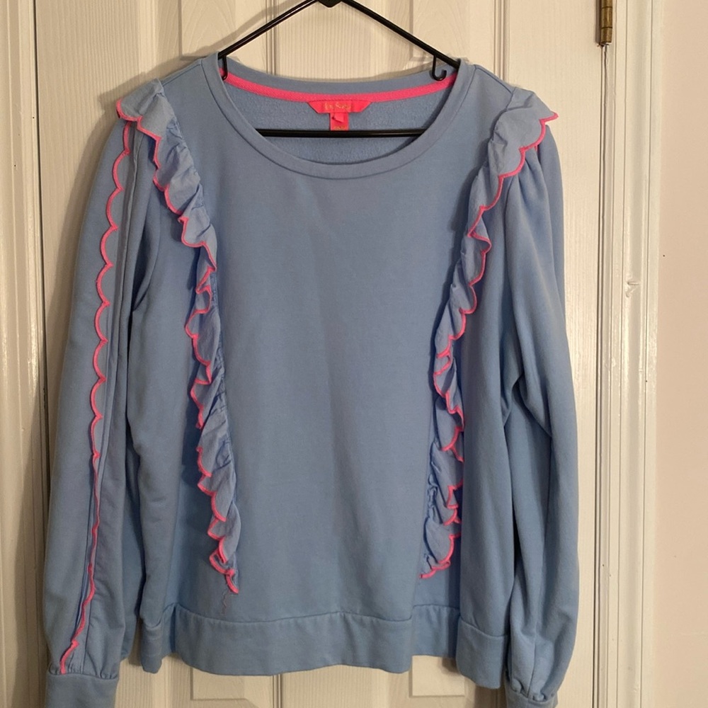 Lilly Pulitzer Blue Ruffle Sweatshirt